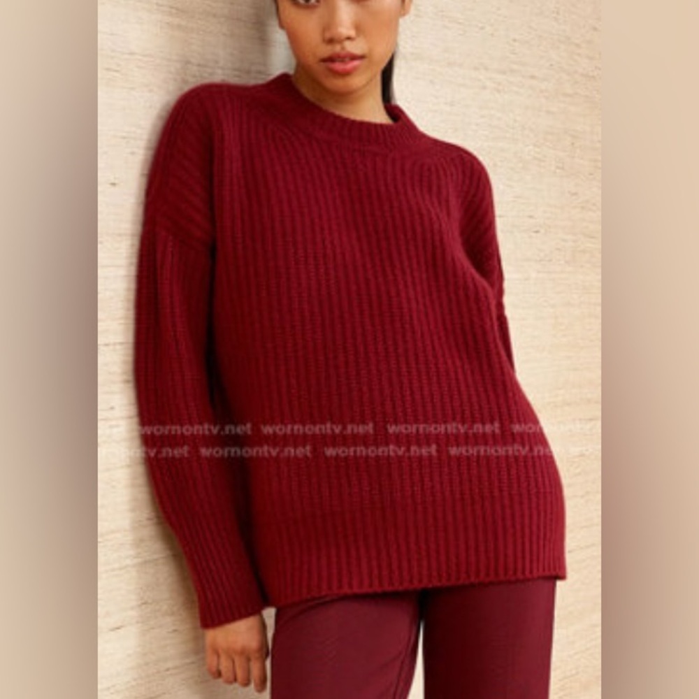 La Ligne Toujours Cashmere Sweater in Burgundy